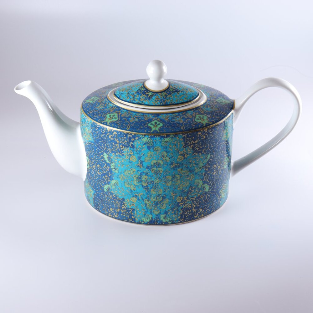 222 Fifth PTS International Eva Opulent Blue Teapot with Lid 4 Cup Fine China